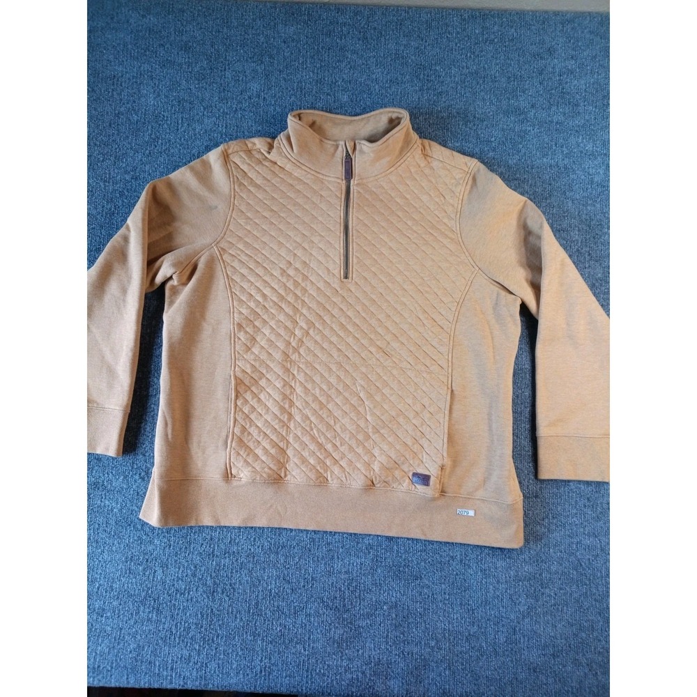 L.L. Bean Quilted Quarter Zip Pullover Sweatshirt Men's 2X Plus Beige (Stain)